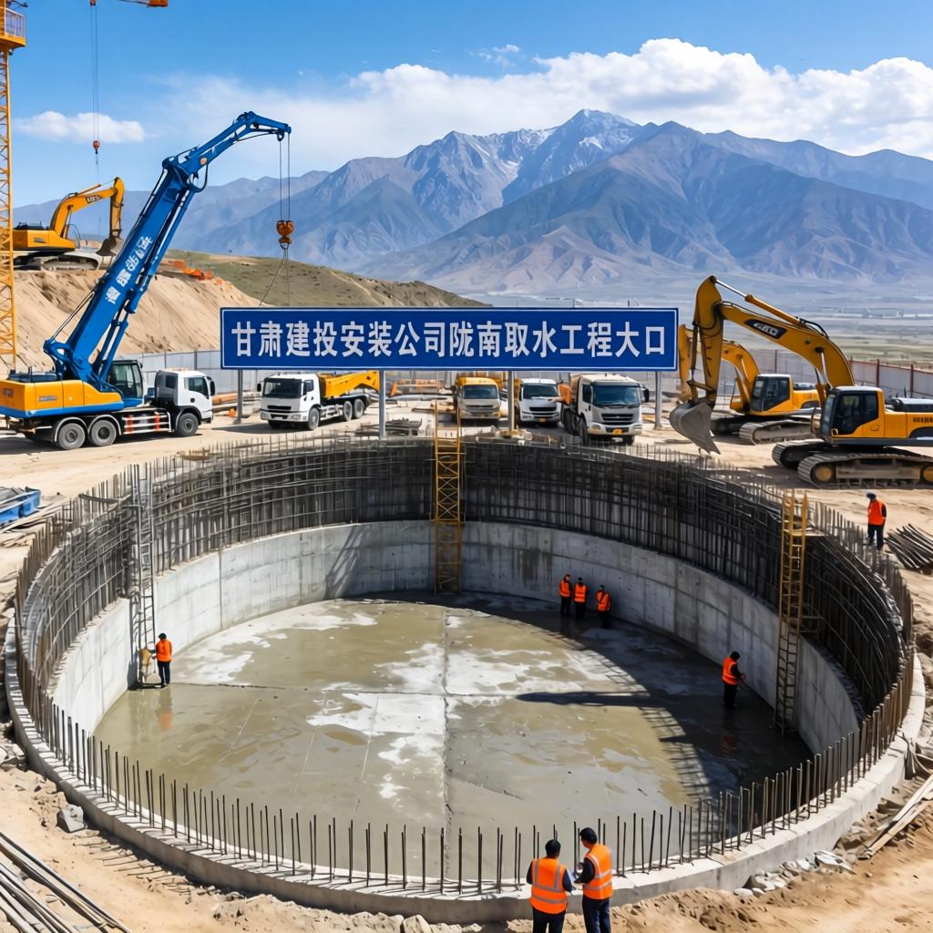 甘肃建投安装公司陇南取水工程大口井成功封底 甘肃建投安装公司陇南取水工程大口井成功封底