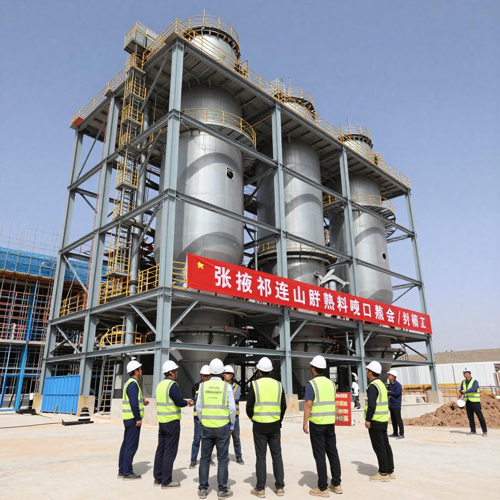张掖祁连山4000t/d熟料项目窑尾框架封顶 张掖祁连山4000t/d熟料项目窑尾框架封顶第一张图