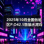 2025年10月全国各地区P.O42.5散装水泥均价一览